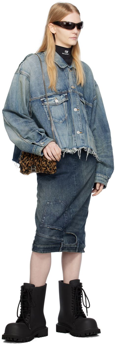 Balenciaga Blue Frayed Denim Jacket Balenciaga