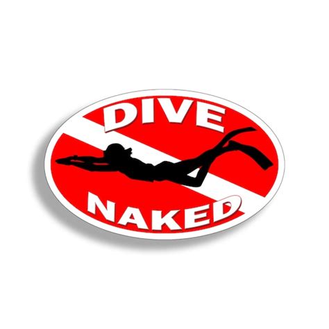 Dive Naked Diver Down Oval Sticker Vinyl Graphic Cup Cooler Etsy