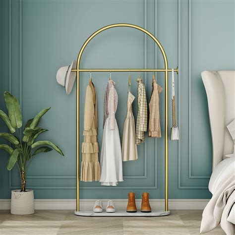 Gold Clothing Rack Modern Clothes Rack With Marble Base Heavy Duty