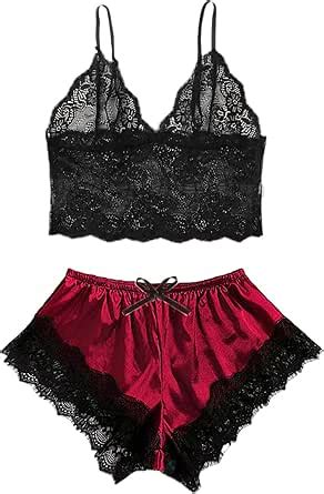 Zijefa Women Lingerie Lace Babydoll Strap Chemise Halter Teddy V Neck