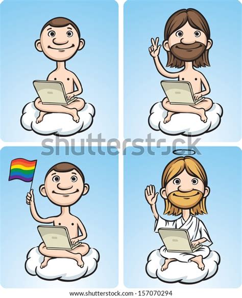 Vector Illustration Nude Cartoon Men On เวกเตอรสตอก ปลอดคาลขสทธ Shutterstock