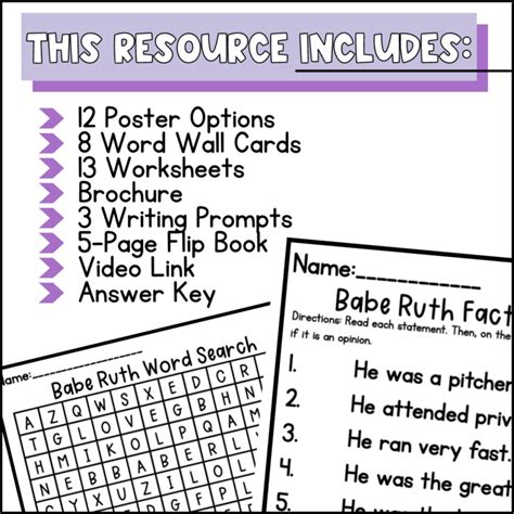 Babe Ruth Biography Activities Worksheets Report Athlete Study Made By Teachers