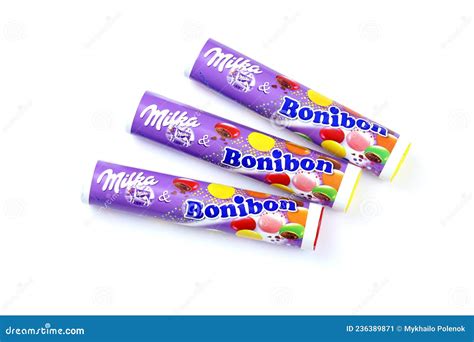 KHARKOV, UKRAINE - JULY 2, 2021: Bonibon Milka Chocolate Candies with ...