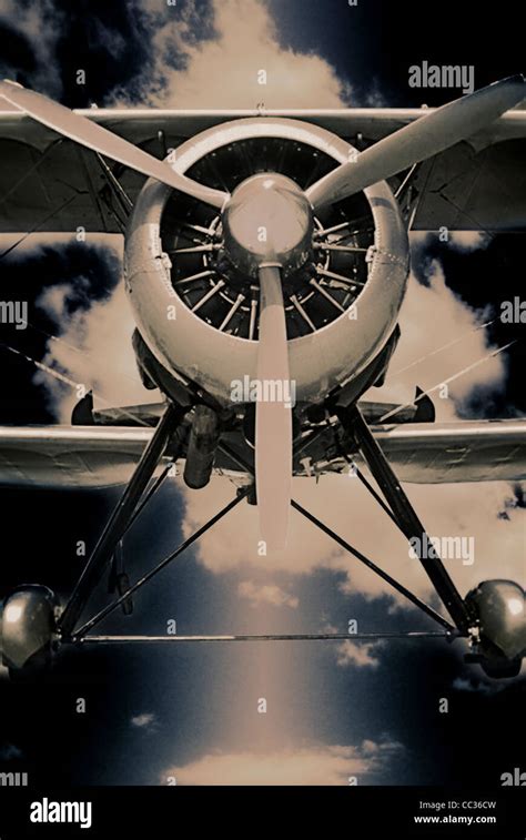 Front View Of Biplane Stock Photo Alamy