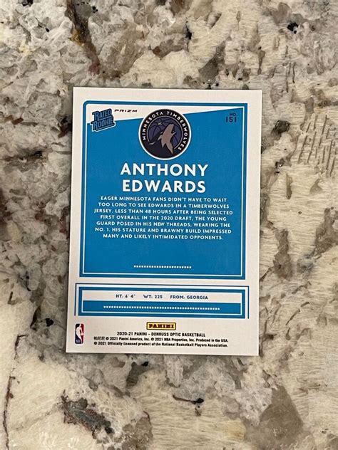 2020 21 Donruss Optic Anthony Edwards RC Fanatics Silver Wave Prizm