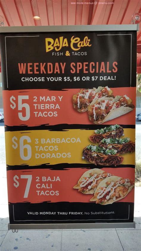 Menu At Baja Cali Fish And Tacos Long Beach Restaurant Long Beach