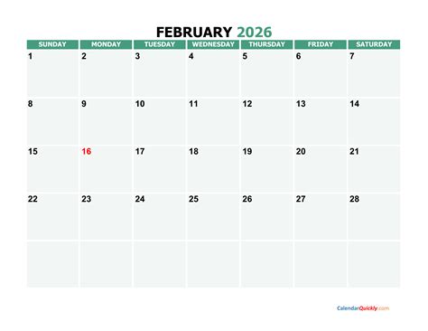 february 2026 calendar printable free 1