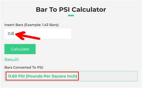 Bar To Psi Calculator Convert Bars To Psi Pressure Chart