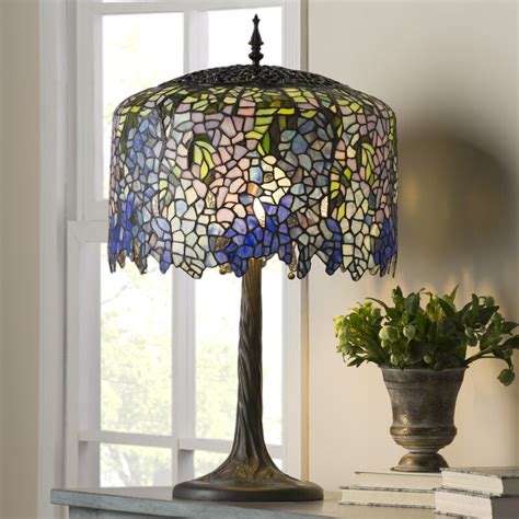 Fleur De Lis Living Crannell Tiffany Inspired Grand Wisteria Stained Glass 2950 Table Lamp