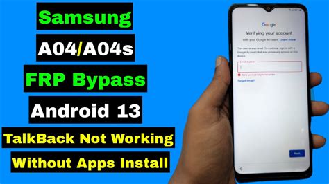 Samsung A04 A04S FRP Bypass Google Account 2024 Android 13 Without