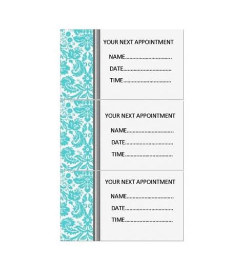 appointment card template hq printable documents