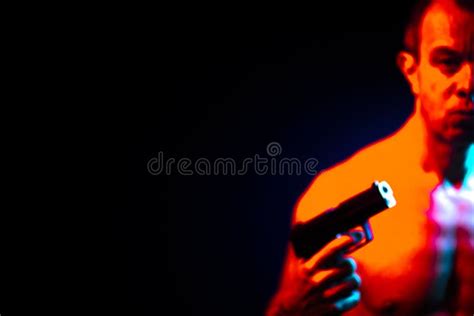 Man With Pistol Gun Naked Stock Photo Image Of Athletic