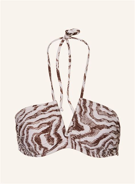 Ganni Bralette Bikini Top In Creme Braun