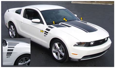 2010 12 Mustang Triple Hood Bulge Stripe With Fader Decal Kit Graphic