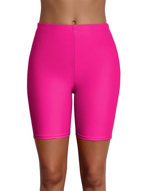 Asoul Women S Solid Long Board Shorts High Waist Swim Bottom Bikini Tankini Swim Shorts