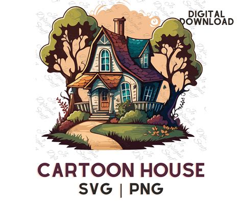 Cartoon House Clipart SVG Colorful Hand-drawn Style Illustration, Retro ...