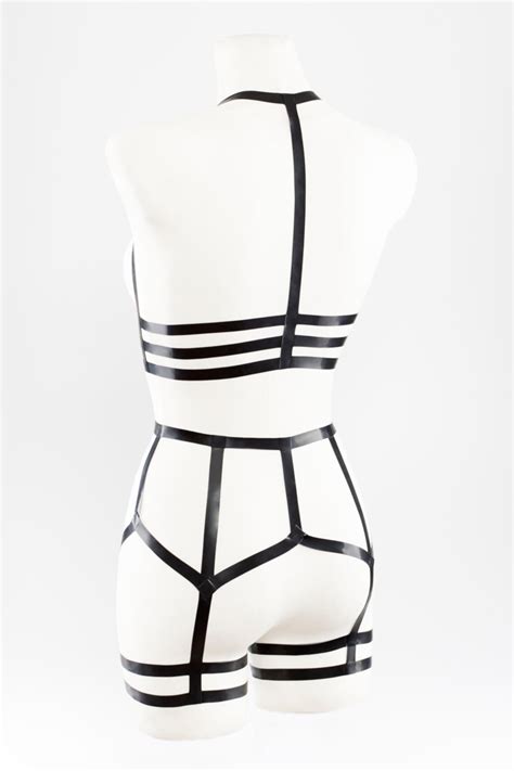 Erotic Lingerie Set Made Of Latex Straps Etsy