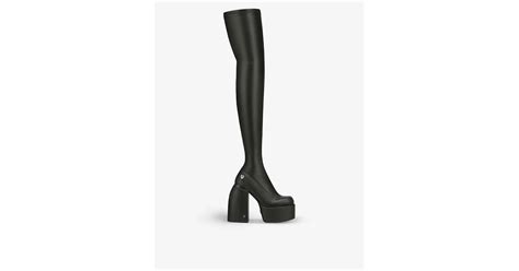 Naked Wolfe Juicy Faux Leather Thigh High Heeled Boots In Black Lyst
