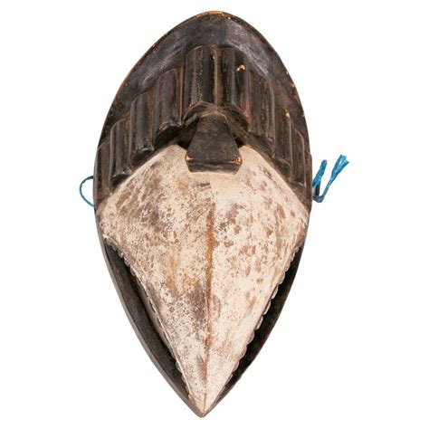 1990s Ethnic African Hand Carved Wooden 2 Tone Ceremonial Tribal Mask