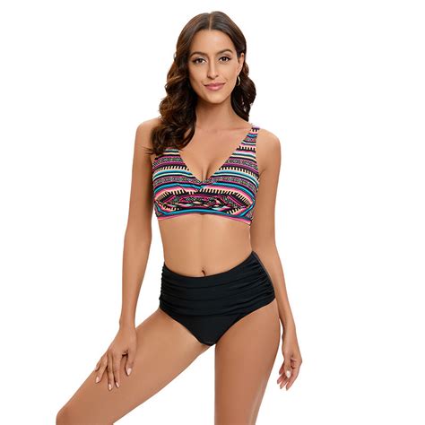 High Waisted Tummy Control Bikini Crop Top Brazilian Swimsuit Set Piece Swimsuit And Swim