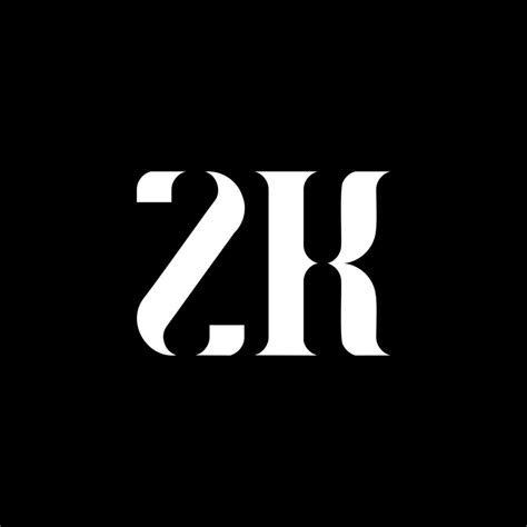 Zk Z K Letter Logo Design Initial Letter Zk Uppercase Monogram Logo White Color Zk Logo Z K