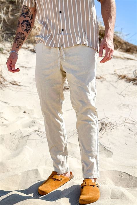 ONLY SONS Linus Linen Pants Silver Lining