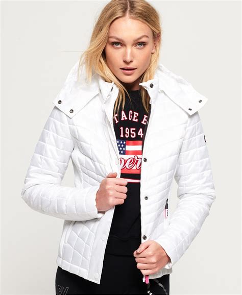 Womens Nova Box Quilt Fuji Jacket In White Superdry