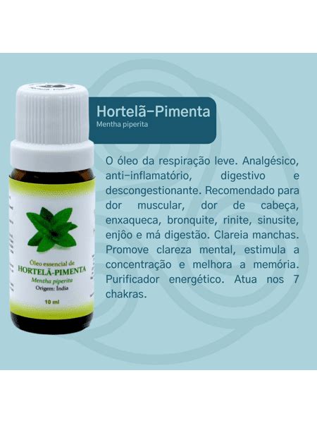 Óleo Essencial De Hortelã Pimenta 100 Puro 10ml Nefertari Aromaterapia