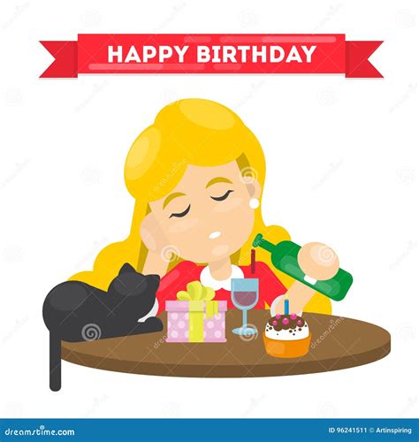 Lonely Birthday Vector. Cartoon. Isolated Art On | CartoonDealer.com