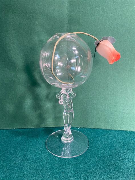 Cambridge Glass Statuesque Nude Crystal Clear Ivy Ball Vase Tall