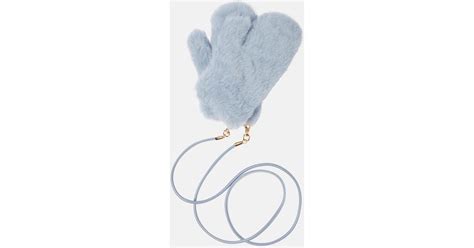 Max Mara Ombrato Teddy Mittens In Blue Lyst