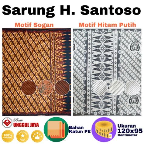 Jual Sarung Batik H Santoso Sogan Hitam Putih Halus Warna Dasar