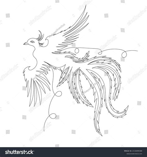 Phoenix Bird One Line Drawing Vector Stock Vector Royalty Free