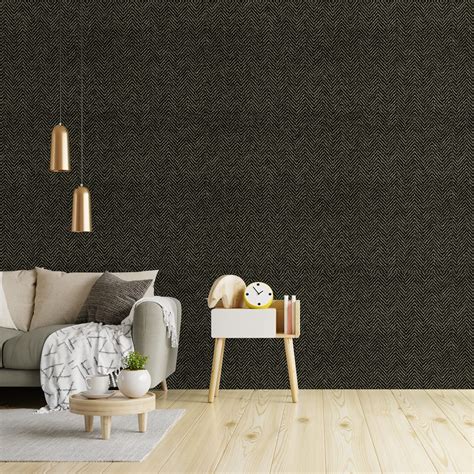 Dark Grey Grasscloth Wallpaper