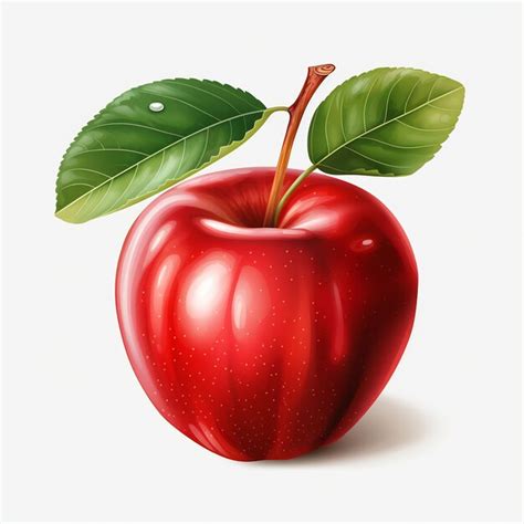 Premium AI Image A Red Apple With Green Leaves On It