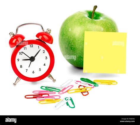 Alarm Clock With Apple Stock Photo Alamy