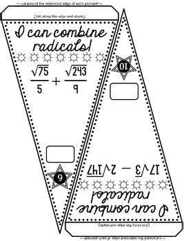 Adding And Subtracting Radicals Math Pennant Activity Tpt