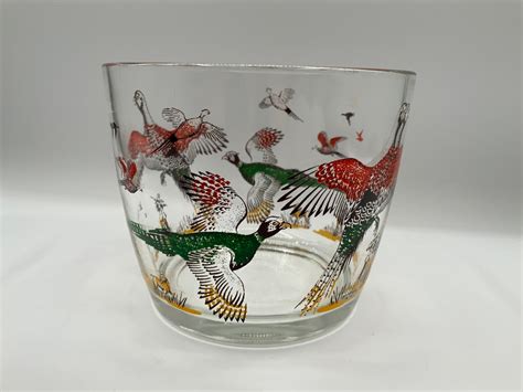 Hazel Atlas Ice Bucket Hunting Pheasant Scene Grouse Hunting Mid