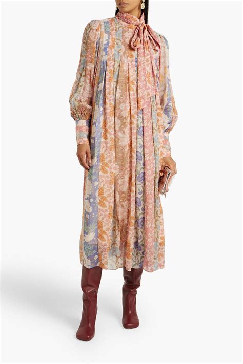 Zimmermann Pussy Bow Printed Chiffon Midi Dress The Outnet