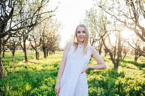 Blonde In The Park In Nature On A Walk On Vacation Stock Photo Image Of Pretty Weekend 298346104