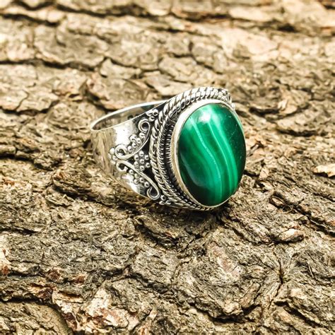 Купить Кольцо с малахитовым камнем Стерлингового серебра 925 пробы ...
