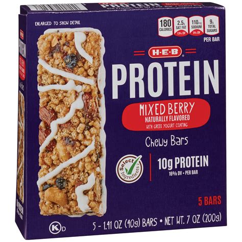 H E B Select Ingredients Protein Mixed Berry Chewy Bars Shop Granola And Snack Bars At H E B