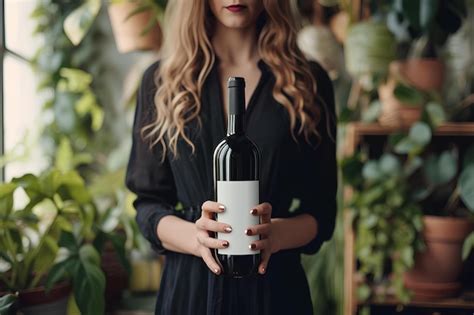 Premium Photo A Woman Holding A Wine Bottle In Her Hand