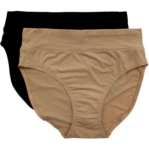 Underworks Women S Smooth Lines Microfibre Hi Cut Briefs 2 Pack Black Nude BIG W