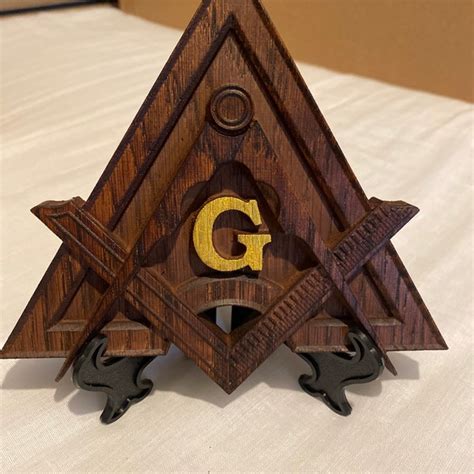 Personalised Solid Wood Carved Masonic Compass And Square Plaque Freemason T Carving Master