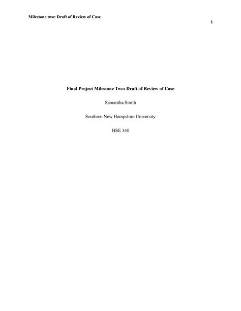 Hse Milestone Two Case Review Final Project Milestone Two