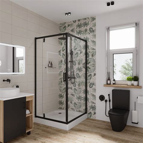 Душ. ограждение Niagara NG-6801-08 BLACK (90*90*190) квадрат, дверь ...