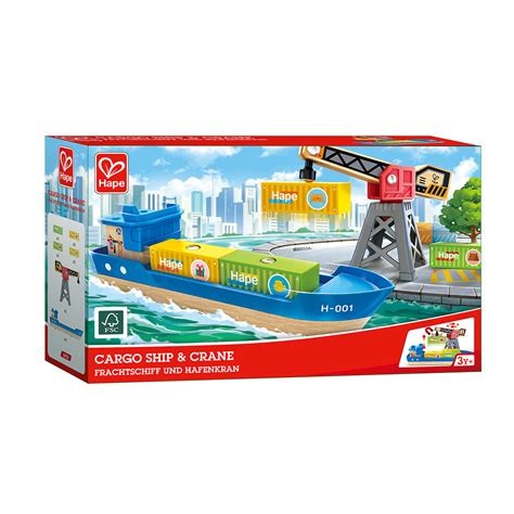 Cargo Ship And Crane Hape Playwell Canada Toy Distributor