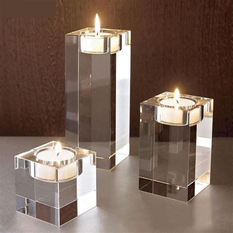 Solid Square Glass Tealight Stand Candle Holder Candle Light Dinner Candle Stick Decor Glass