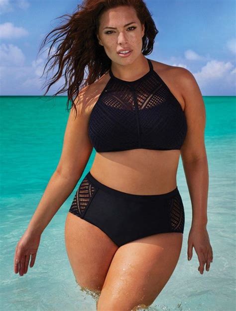 Plus Size Ashley Graham X Swimsuits For All Icon White Triangle Bikini With Side Tie Brief